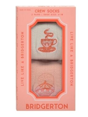 Bridgerton Women's Crew Socks - Cream & Light Pink (2 Pairs)